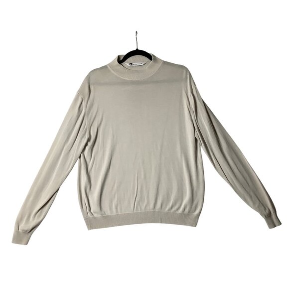 Bachrach Beige Crew Neck Sweater Men Sz Large Soft Comfortable Elegant Design - Picture 1 of 5